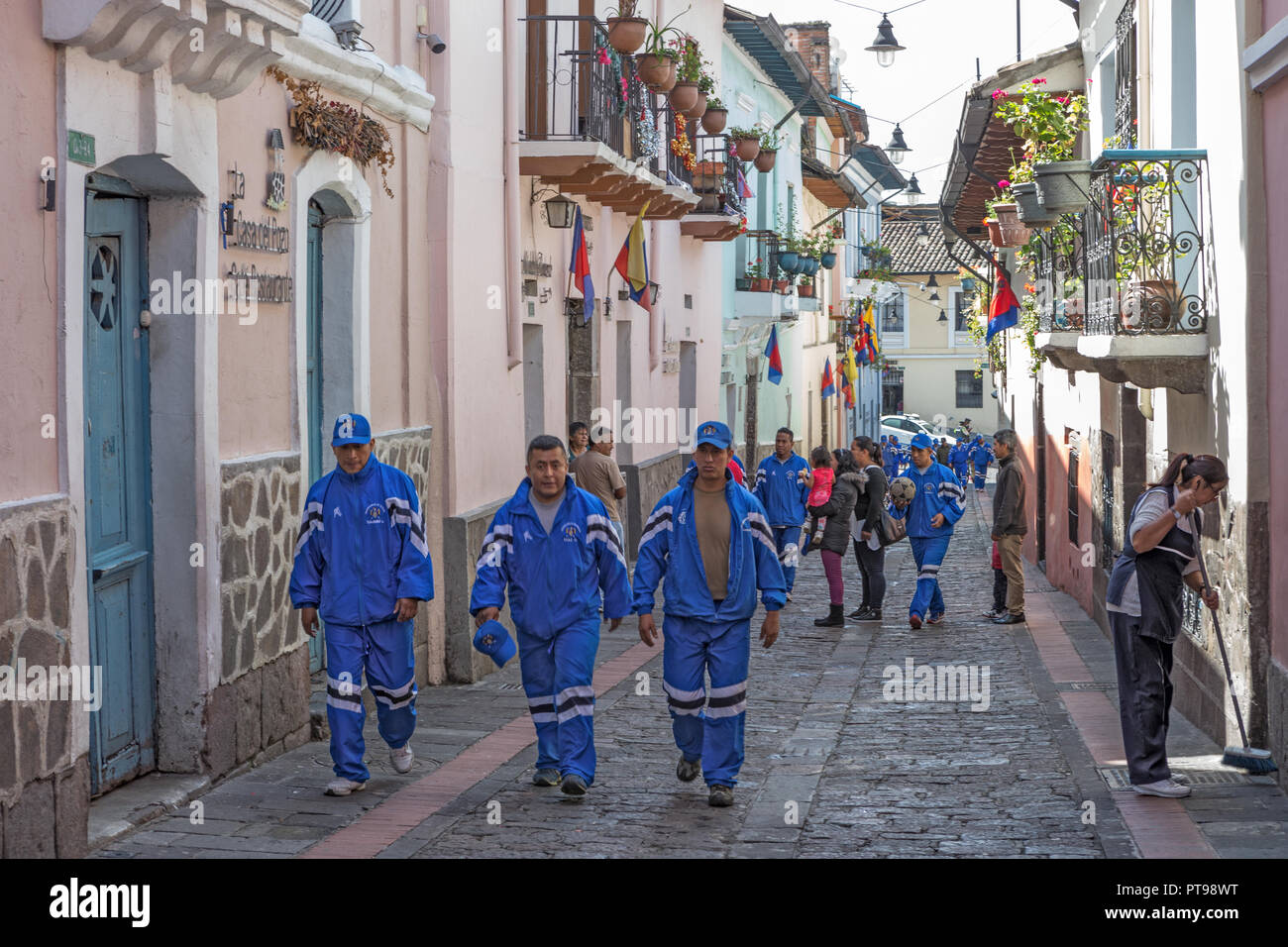 Presedential Police  Calle de la Ronda Quito Ecuador, World heritage UNESCO Centre, Stock Photo