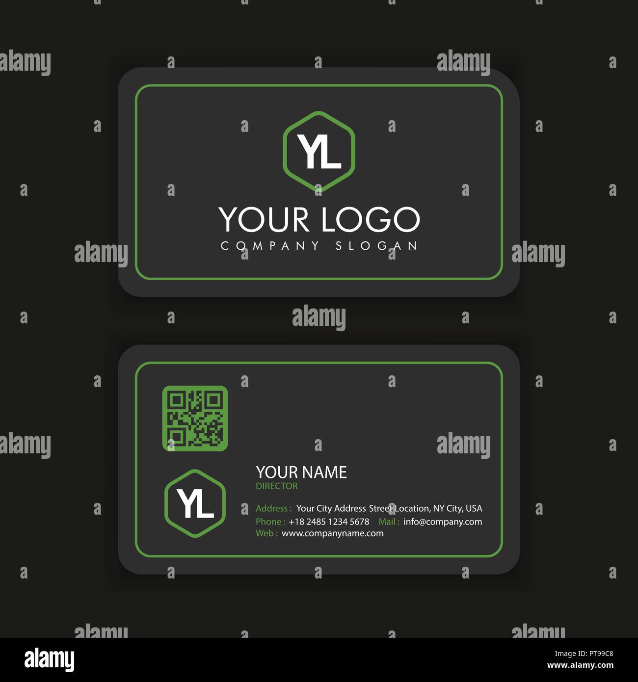 Modern Creative and Clean Business Card Template with green color Stock ...