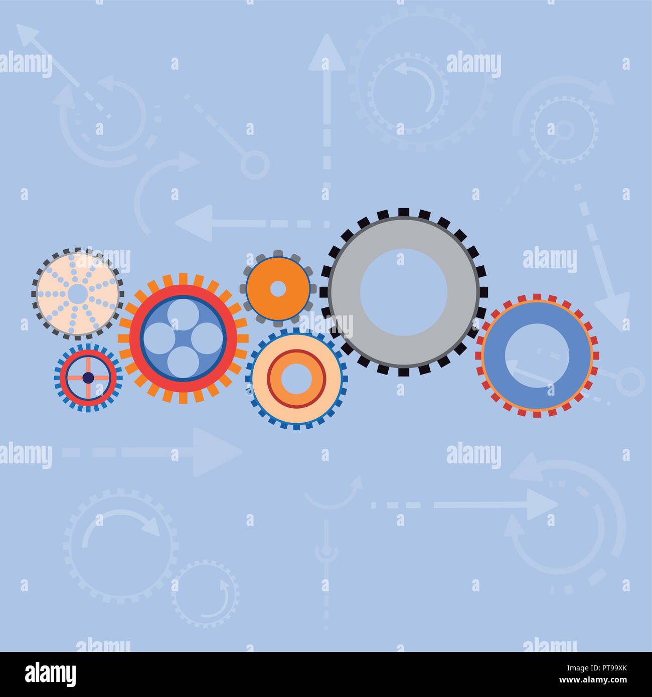 Vector abstract gears background in flat design Stock Vector