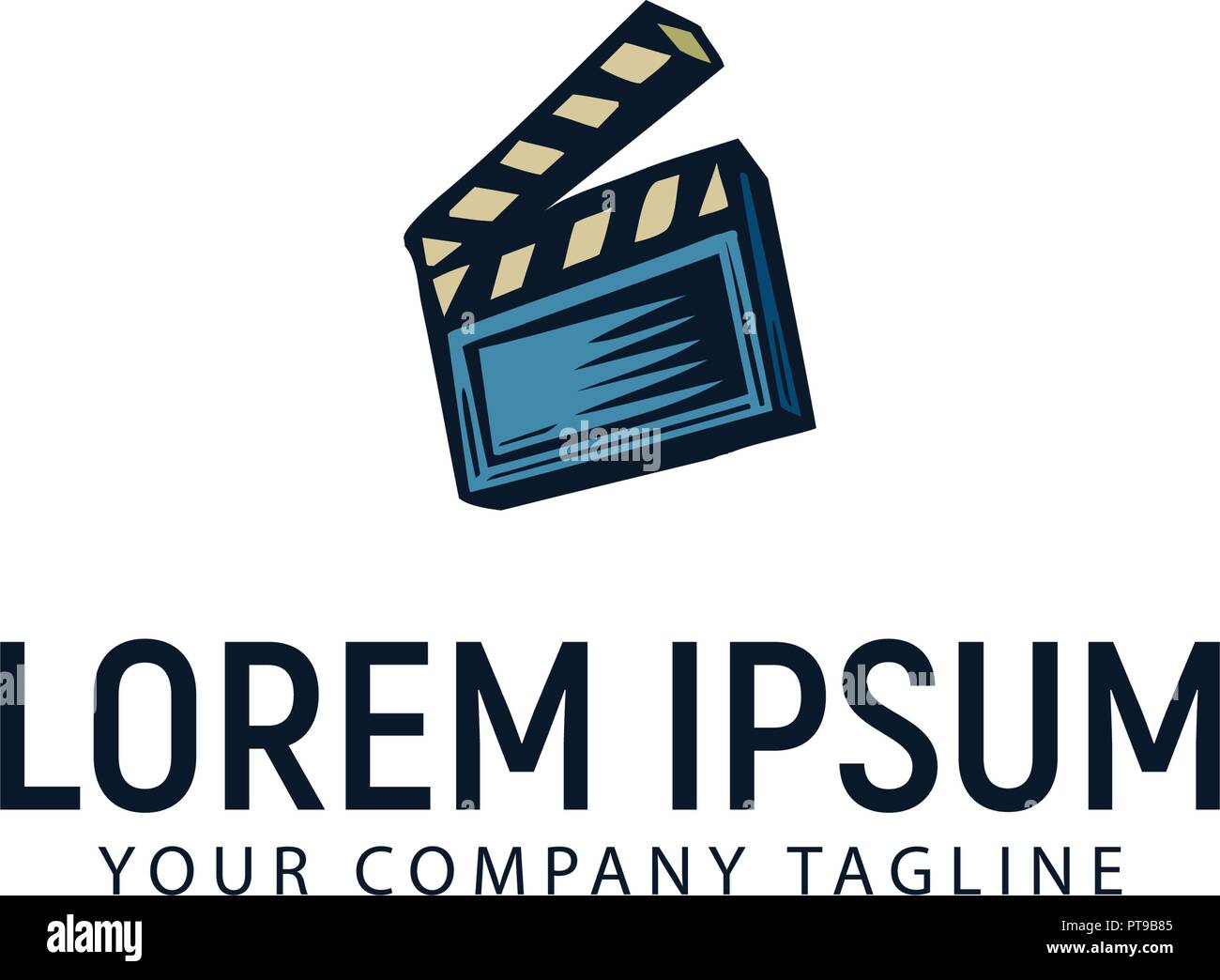 Clapboard hand drawn logo design concept template Stock Vector