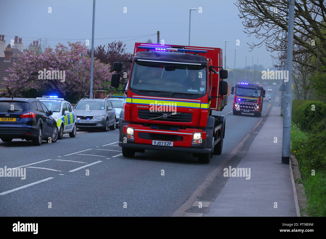 Garforth Fire Fire engines from West Yorkshire Fire & Rescue Service arriving at a ...