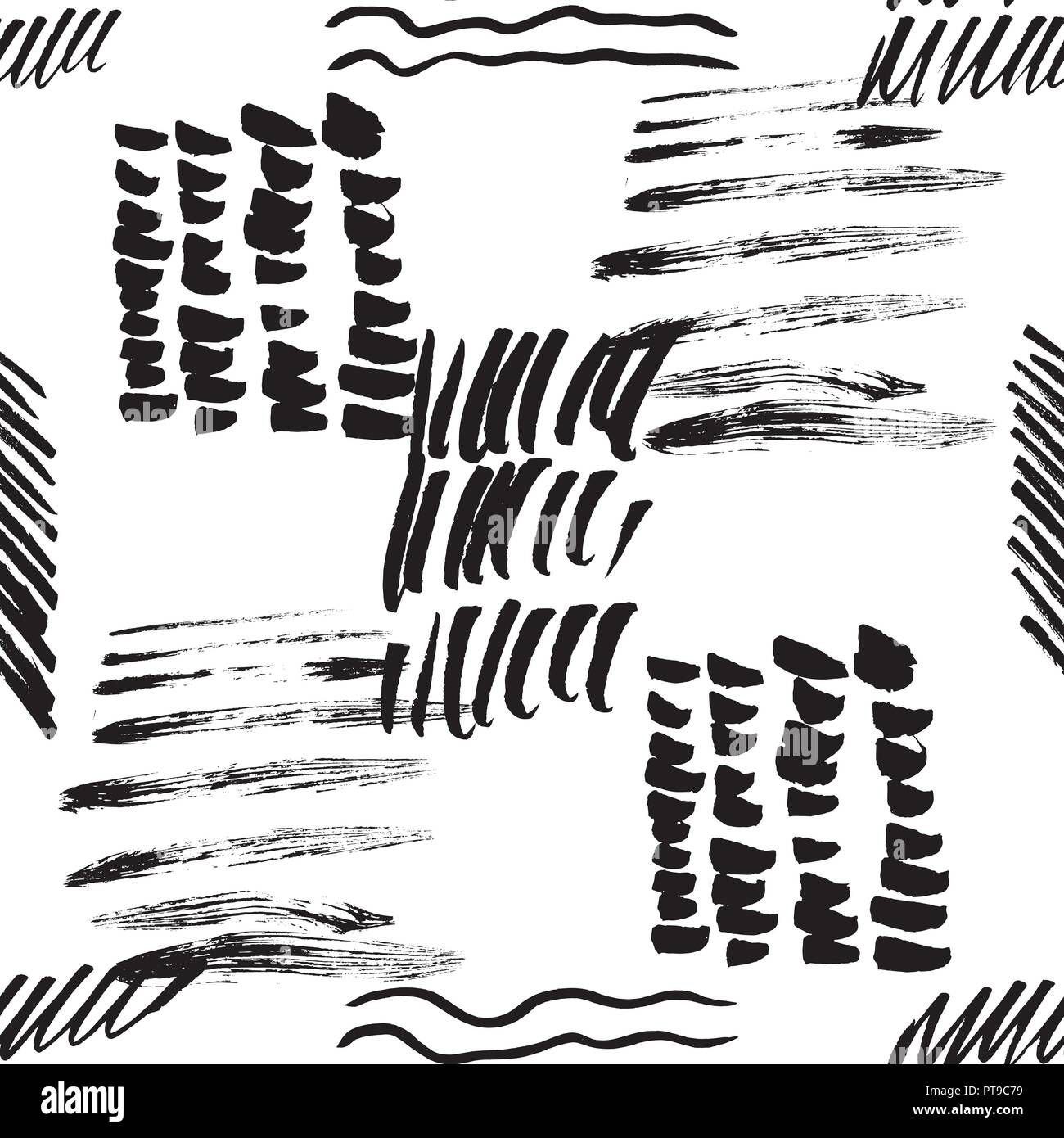Seamless pattern hand drawn with a brush strokes. Abstract brushstrokes ...