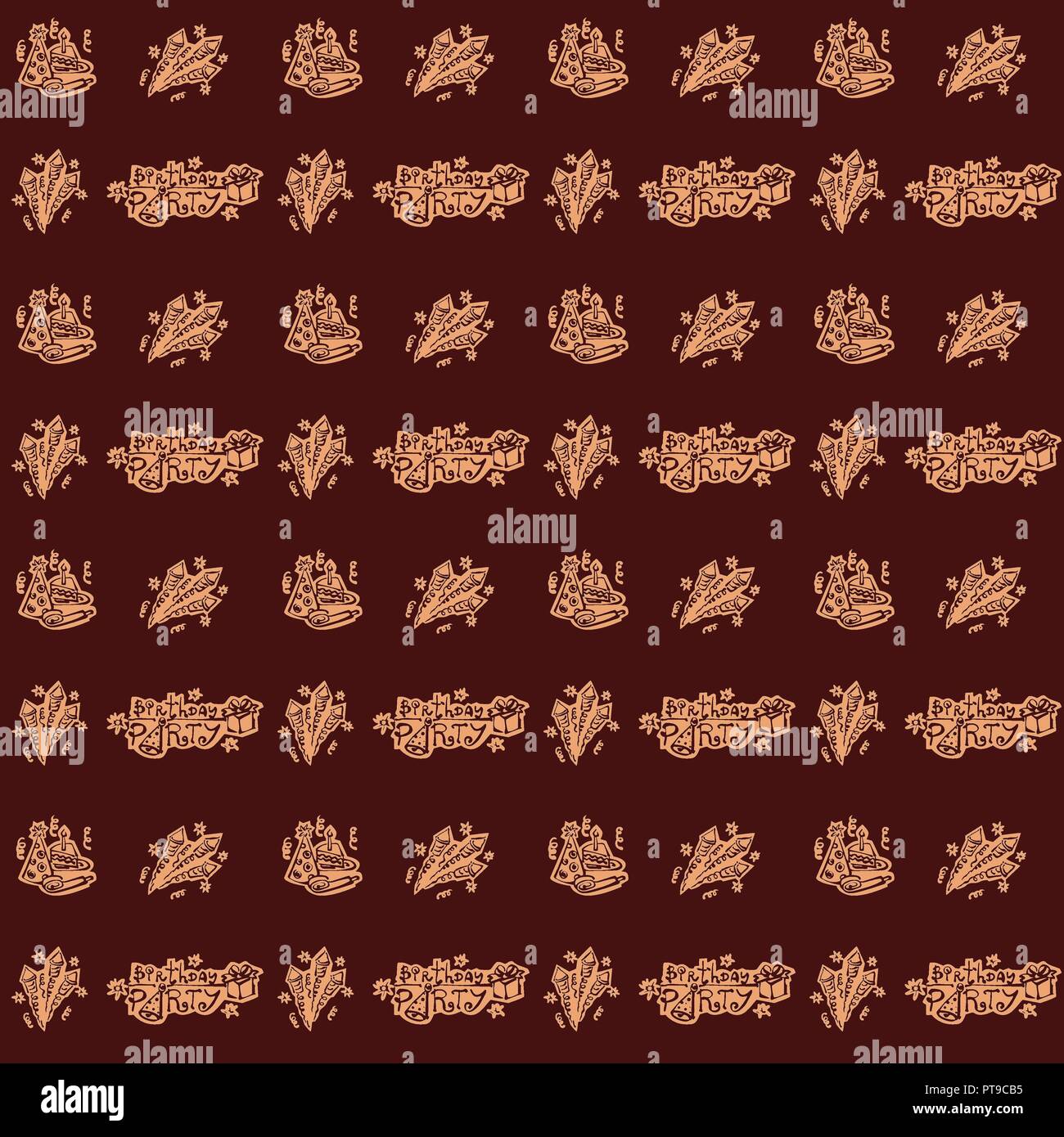 Happy birthday pattern Background with brown color Stock Vector
