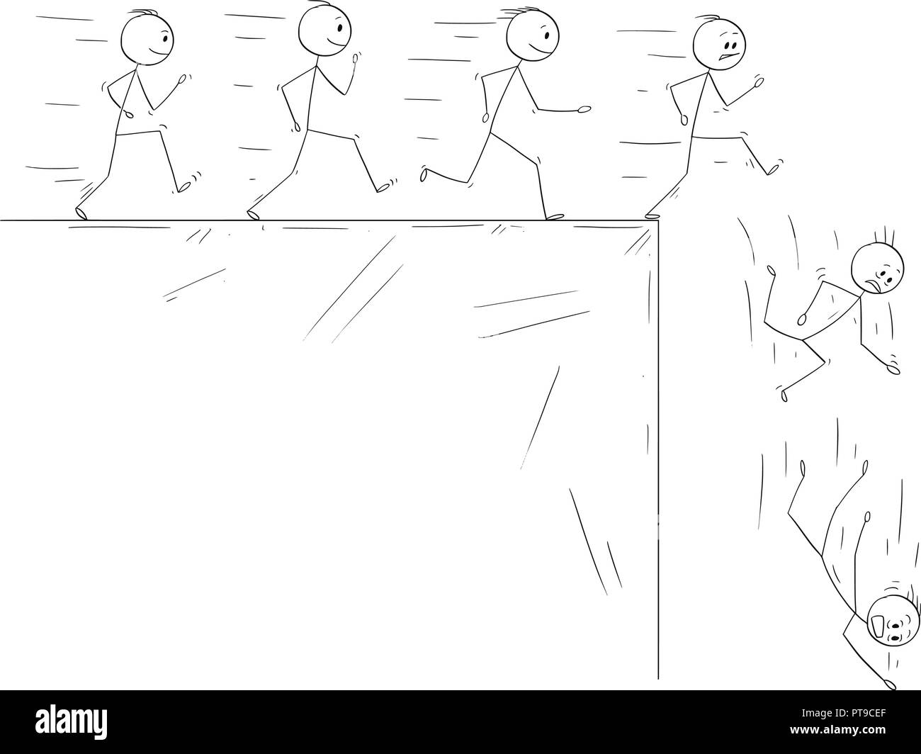 Conceptual Cartoon of People Following Their Dream and Disillusion When They Meet The Reality Stock Vector