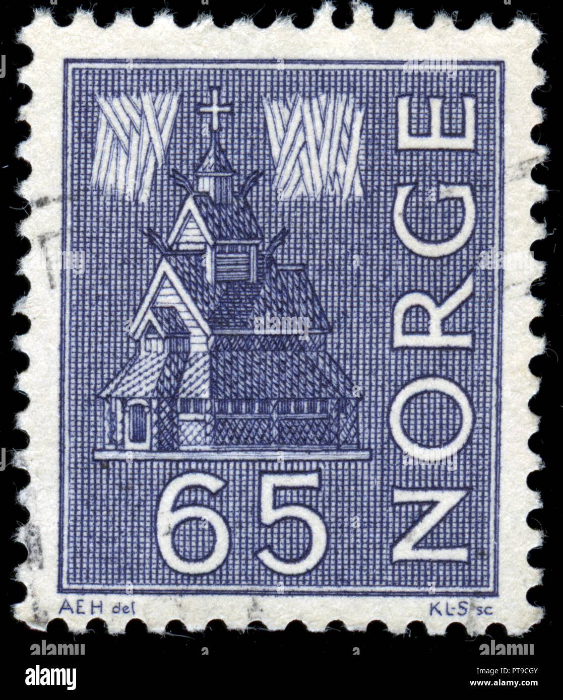 Postmarked stamp from Norway in the Local Motives series issued in 1963 Stock Photo