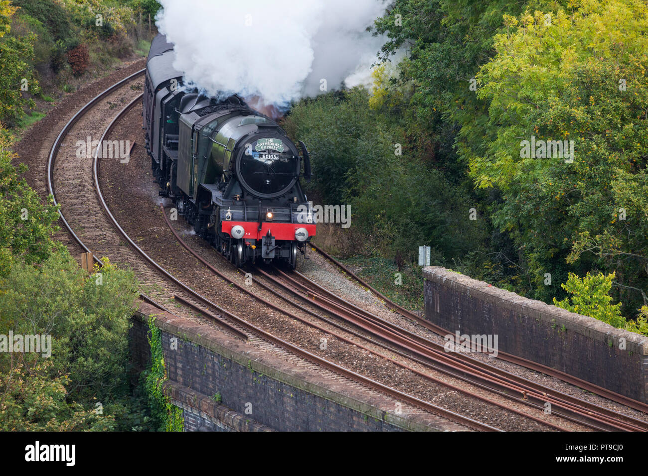 Flying Scotsman Locomotive on a route through Cornwall Stock Photo