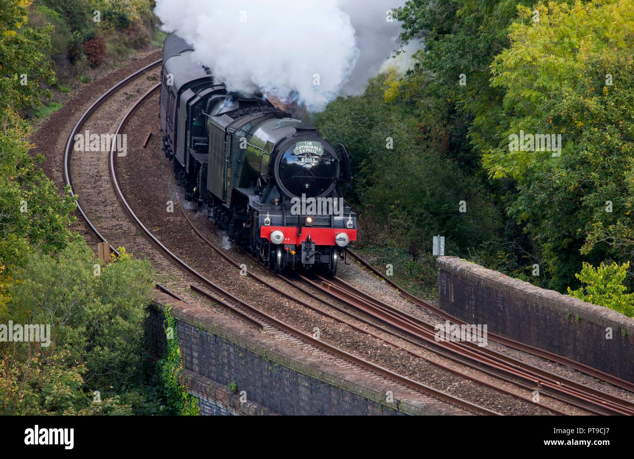 The Flying Scotsman Locomotive on its first ever visit to Cornwall Stock Photo