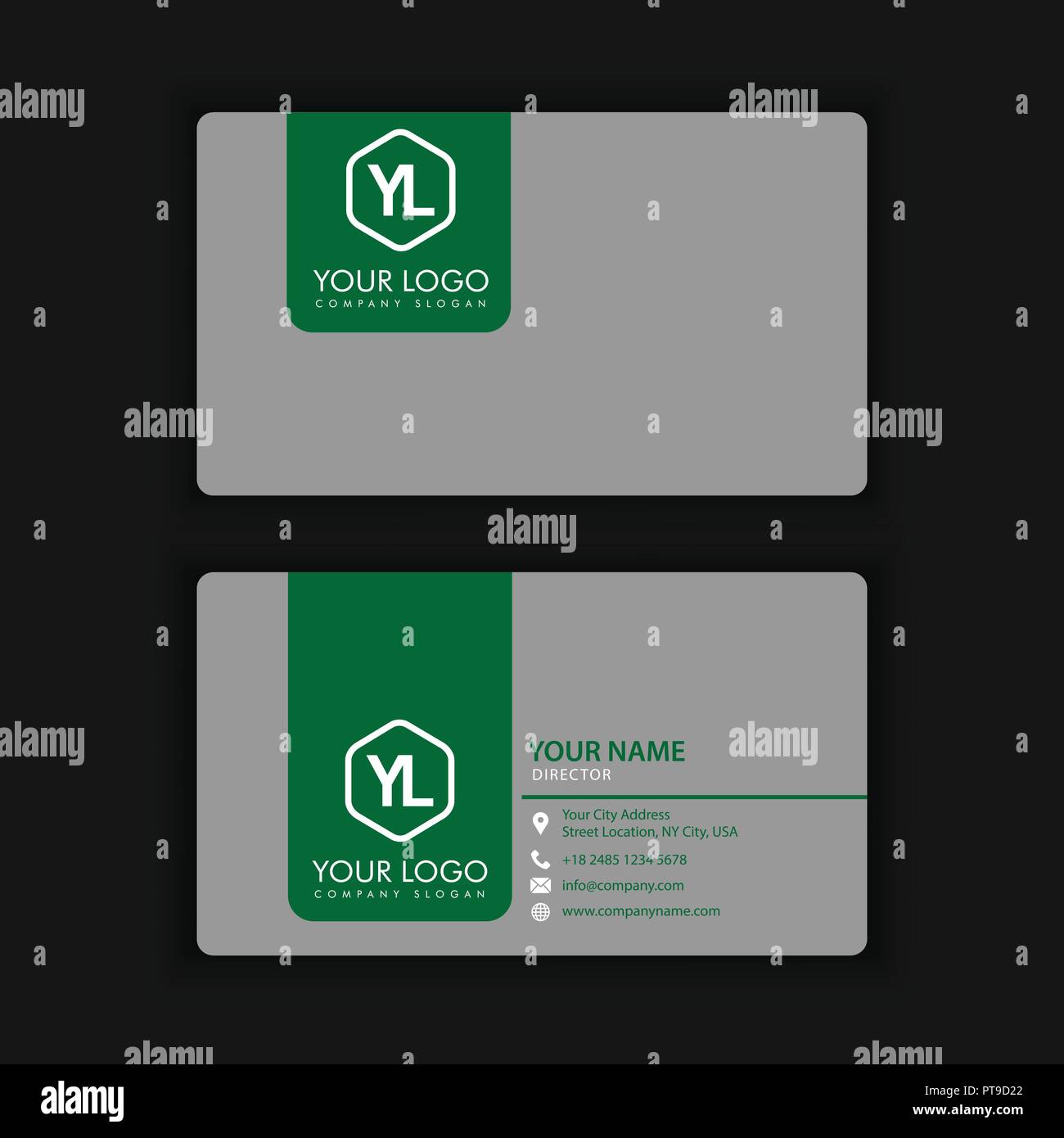 Modern Creative and Clean Business Card Template with green black color ...