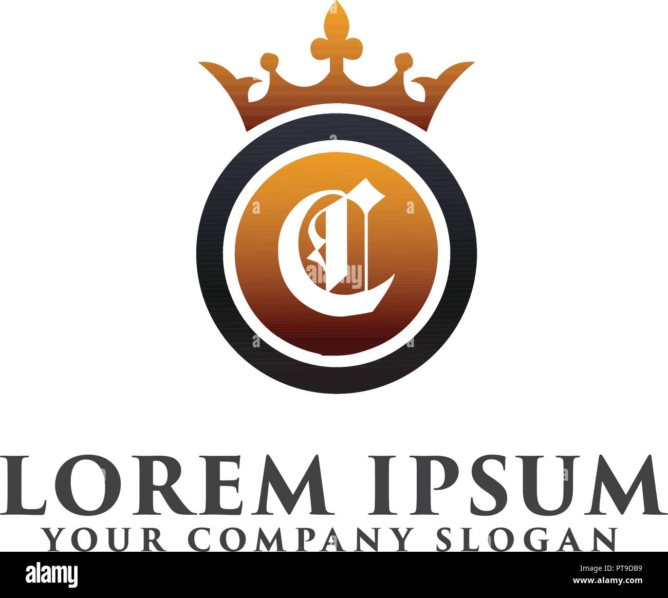 Luxury Letter C with crown Logo design concept template Stock Vector ...
