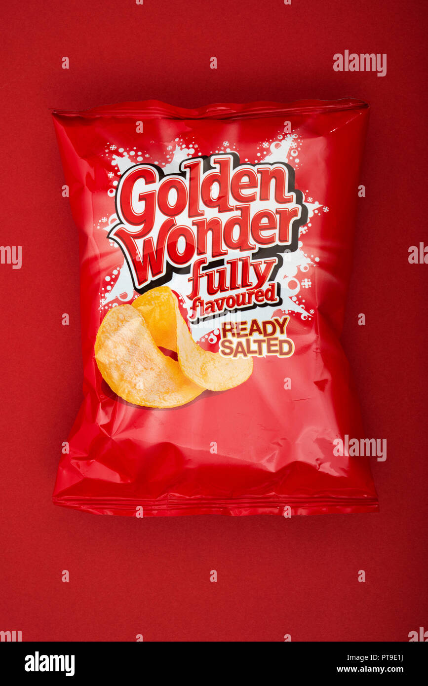 Golden Wonder ready salted crisps Stock Photo