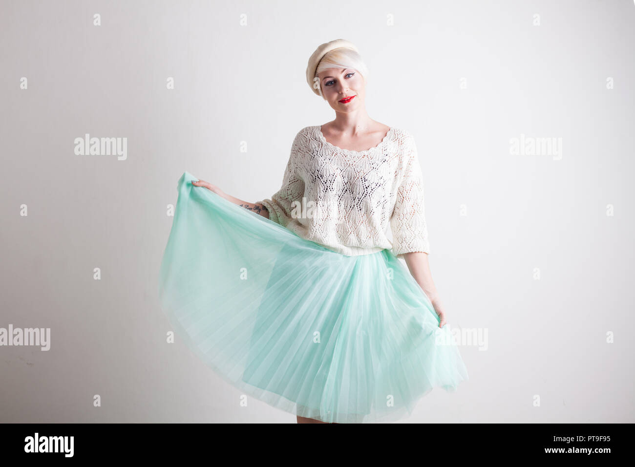 Portrait of a beautiful girl posing on a white background Stock Photo ...