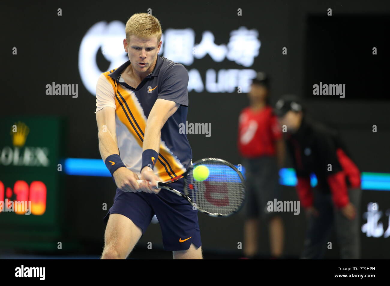 Beijing, Beijing, China. 8th Oct, 2018. Beijing, CHINA-Professional tennis player Nikoloz Basilashvili defeats Kyle Edmund 2-0 at the semi-final of 2018 China Open in Beijing, China, October 6th, 2018. Credit: SIPA Asia/ZUMA Wire/Alamy Live News Stock Photo