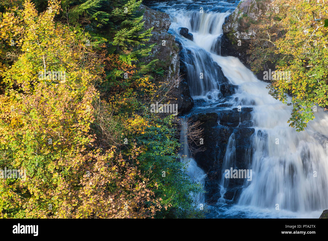 Reekie Linn waterfall on the River Isla, at Bridge of Craigisla, Angus, Scotland. Stock Photo