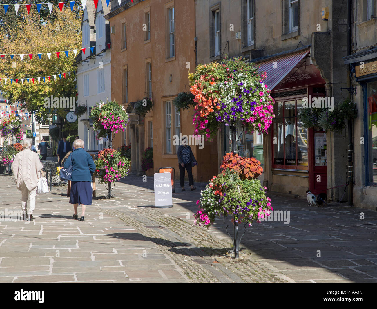 Historic street and buildings in town centre of Corsham, Wiltshire, England, UK Stock Photo