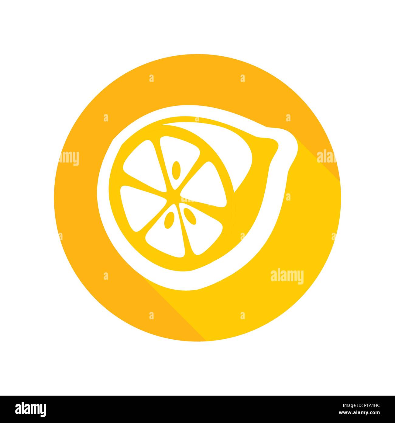 Round Icon of Fresh Lemon isolated on white background, Vector ...