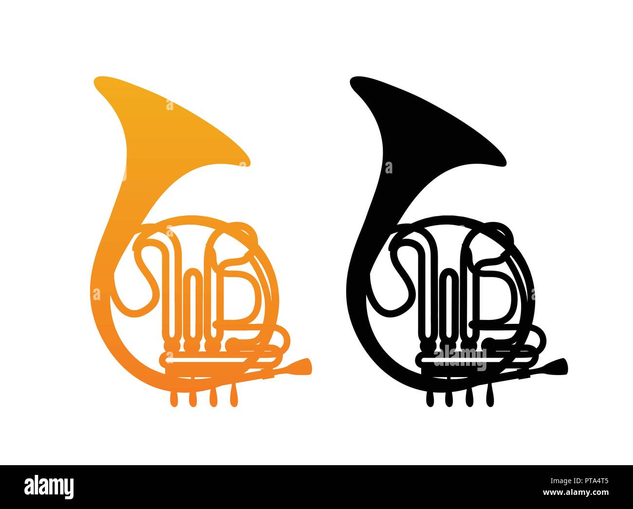 French Horn Clipart Black And White