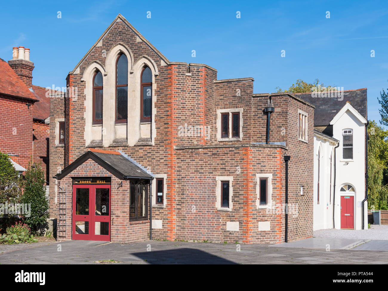 Front of Brook Hall building that used to be the old Baptist Church in Emsworth, Hampshire, England, UK. Stock Photo