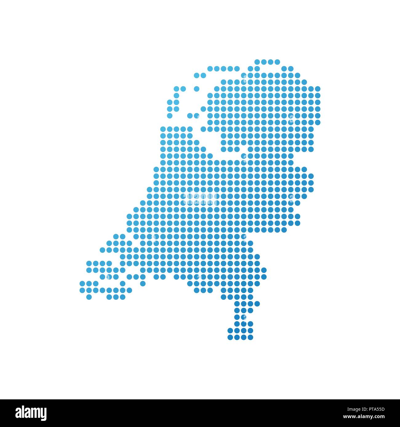 Map of Netherlands, Vector Icon in blue modern style Stock Vector