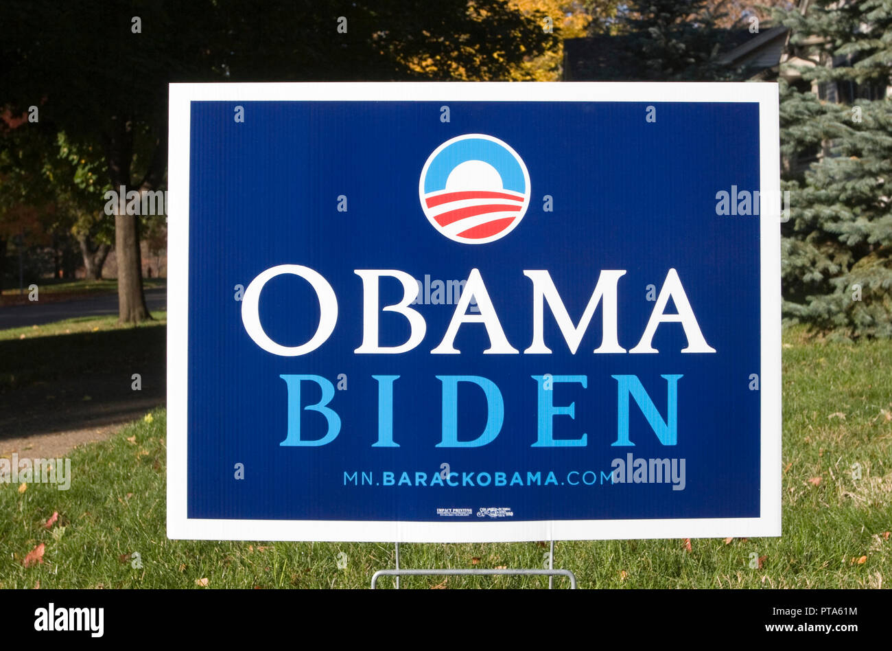 Historic 2008 United States presidential election yard sign for Democrats  Barack Obama and Joe Biden Stock Photo - Alamy