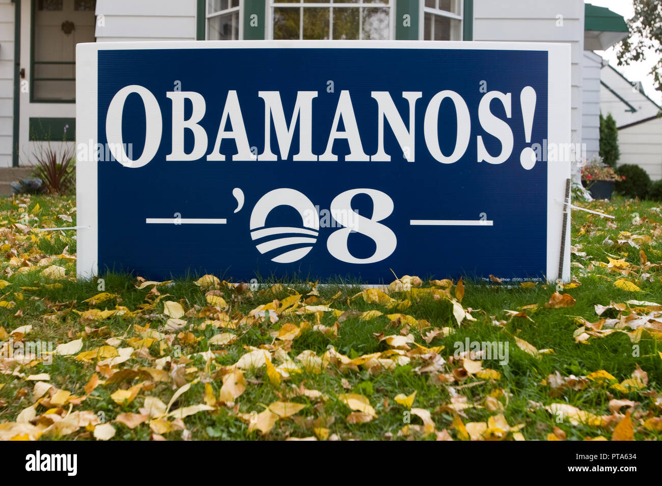 2008 United States presidential election yard sign for democrat Barack Obama Stock Photo