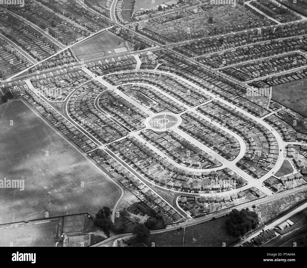 Housing estate built by John Laing & Co, Cricklewood, London, 1930. Creator: Aerofilms. Stock Photo