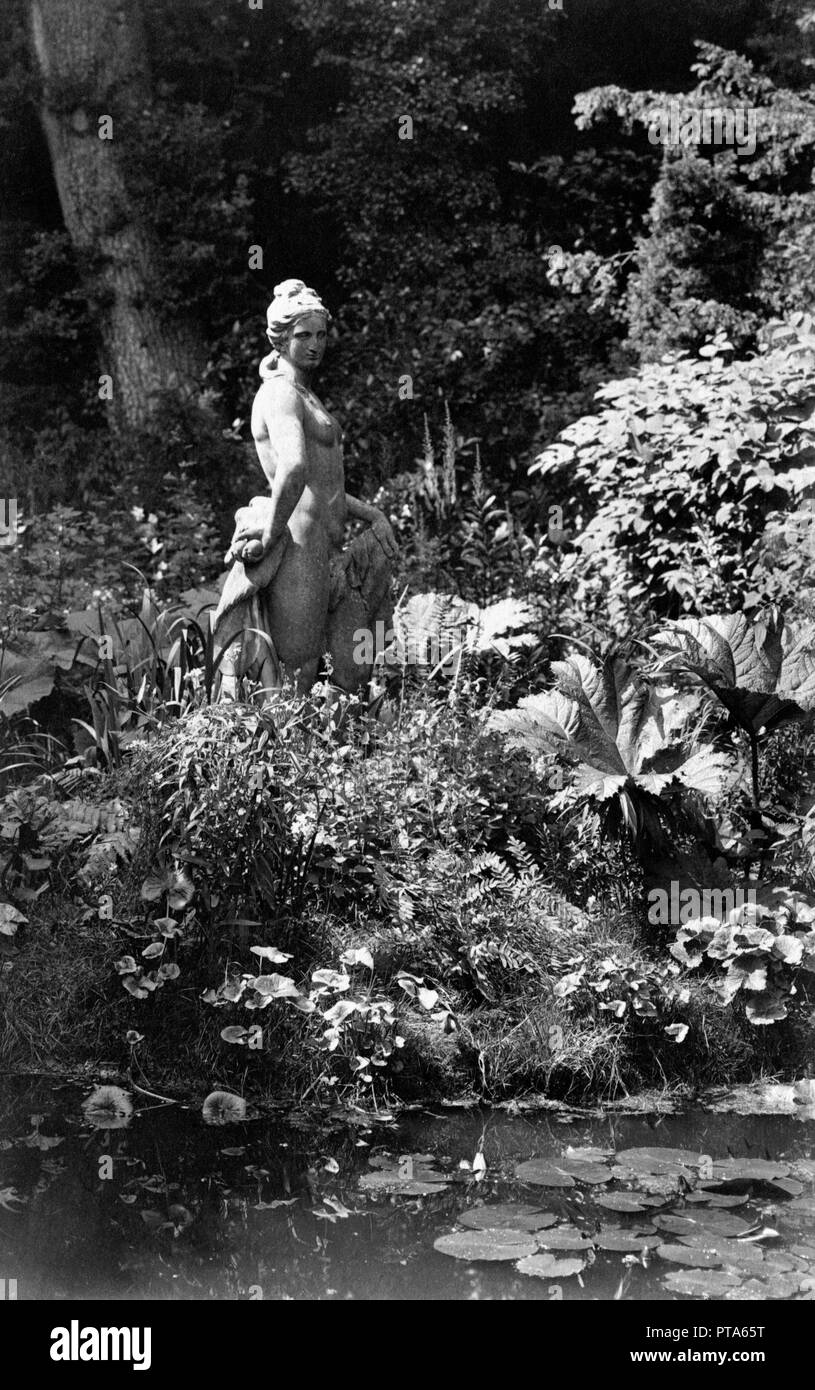 Statue by the pond, Park Place, Remenham, Berkshire, c1900. Creator: Farnham Maxwell Lyte. Stock Photo