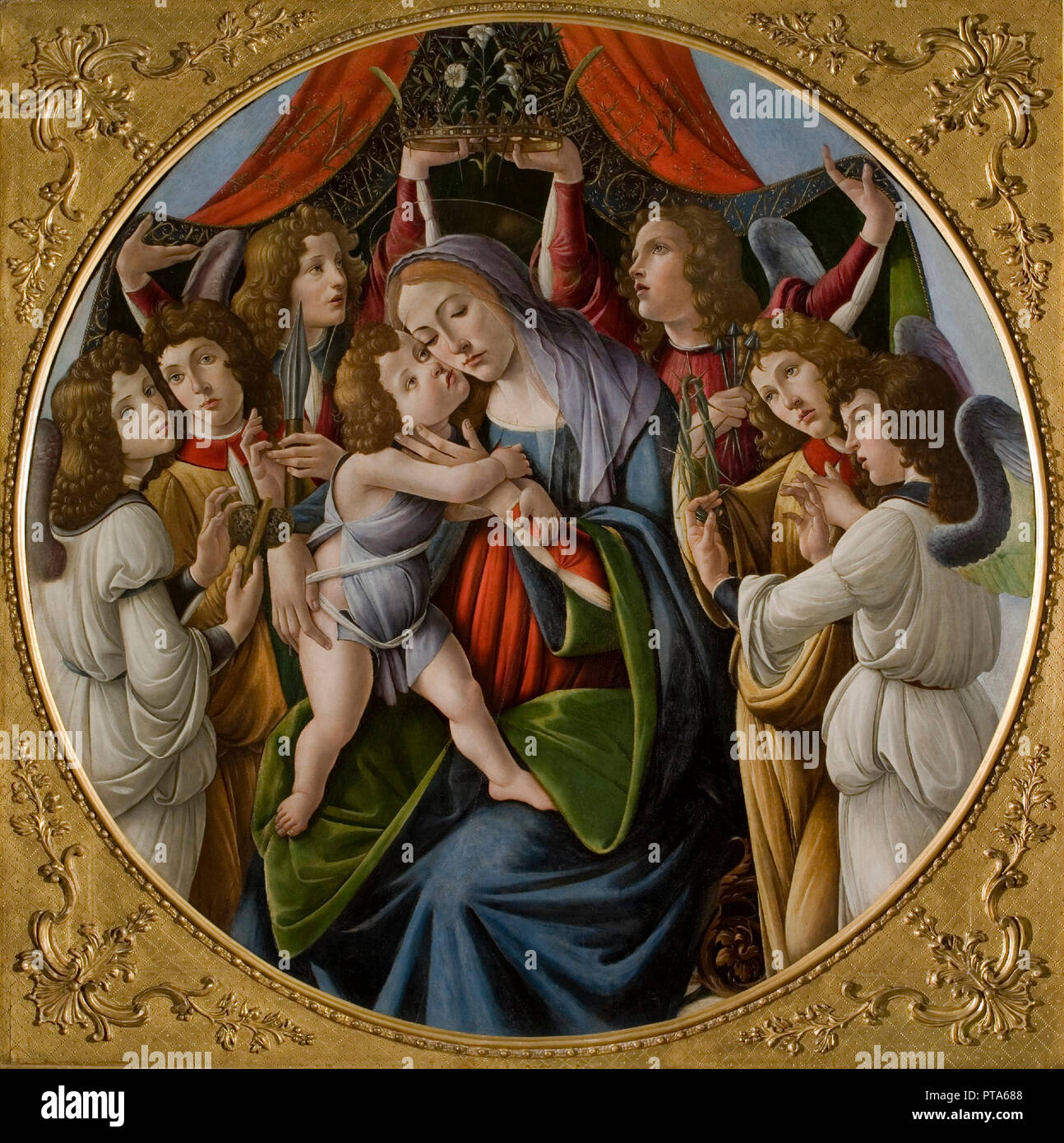 Madonna and Child with Six Angels, c.1500. Creator: Botticelli, Sandro (1445-1510). Stock Photo