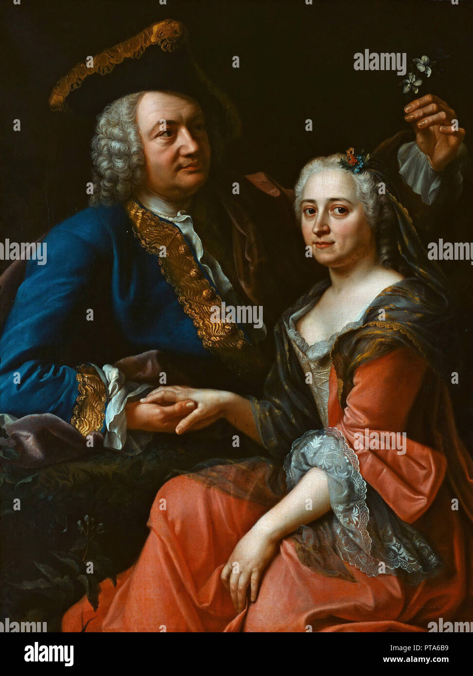 Portrait of Johann Christoph Gottsched (1700-1766) with his wife Luise, c.1750. Creator: Anonymous. Stock Photo