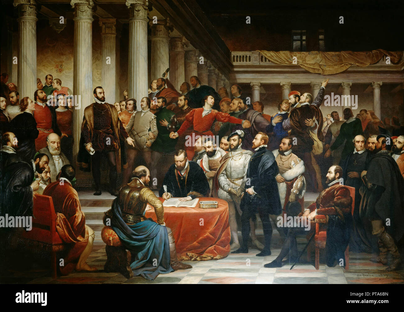 The Compromise of Nobles on 5 April 1566, 1849. Creator: De Bièfve, Edouard (1808-1882). Stock Photo