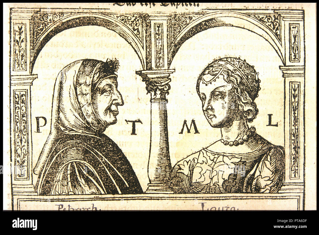 Petrarch and Laura, ca 1545. Creator: Burgkmair, Hans, the Elder (1473-1531). Stock Photo