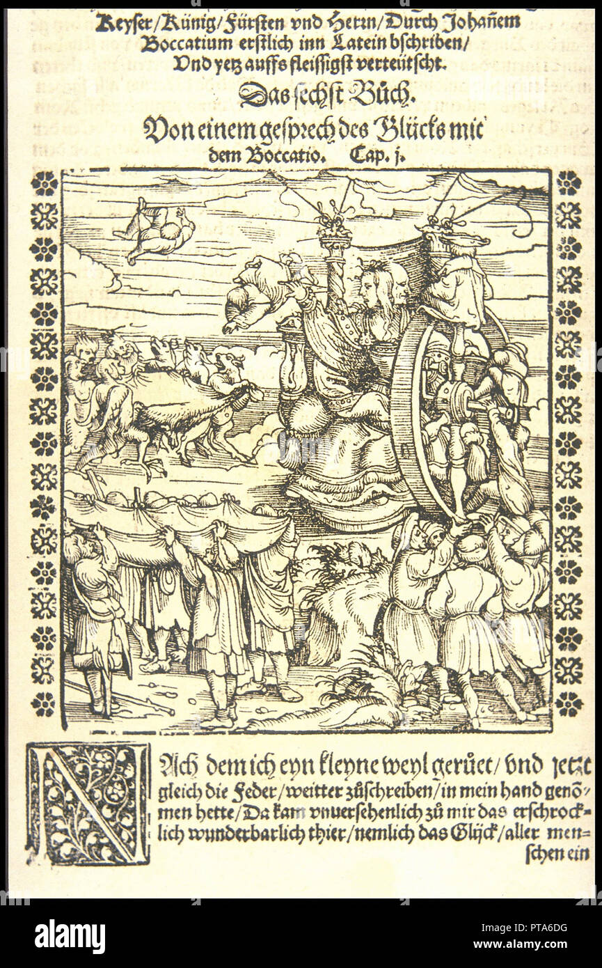 The Wheel of Fortune, ca 1545. Creator: Burgkmair, Hans, the Elder (1473-1531). Stock Photo