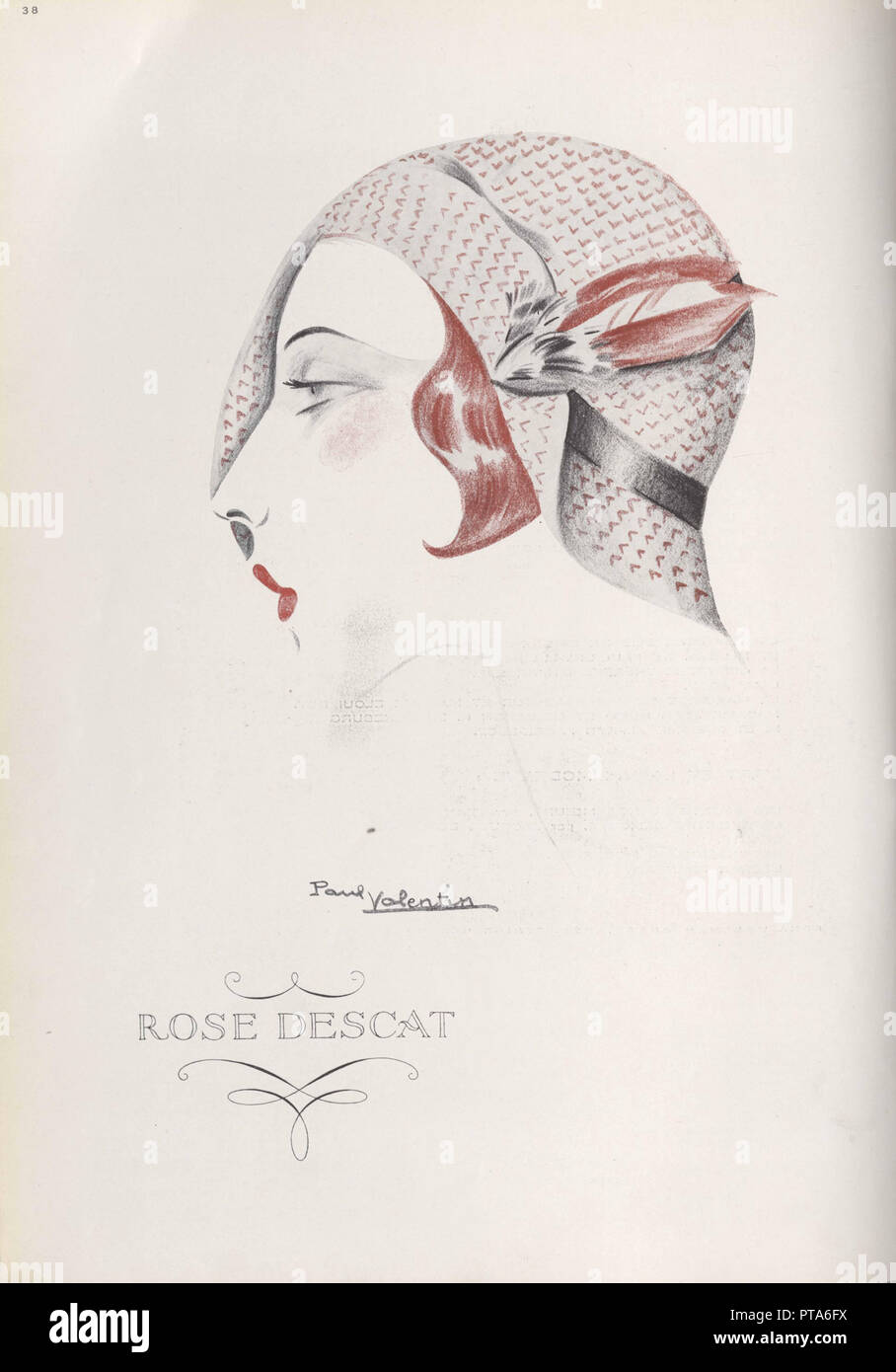 Rose Descat Hat, End 1920s. Creator: Valentin, Paul (active 1920-1930s). Stock Photo