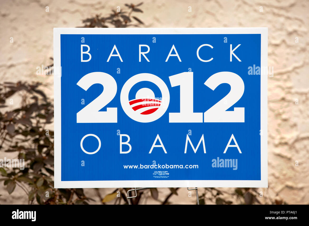 Political yard sign for Barack Obama, 2012 US Presidential Election Stock Photo