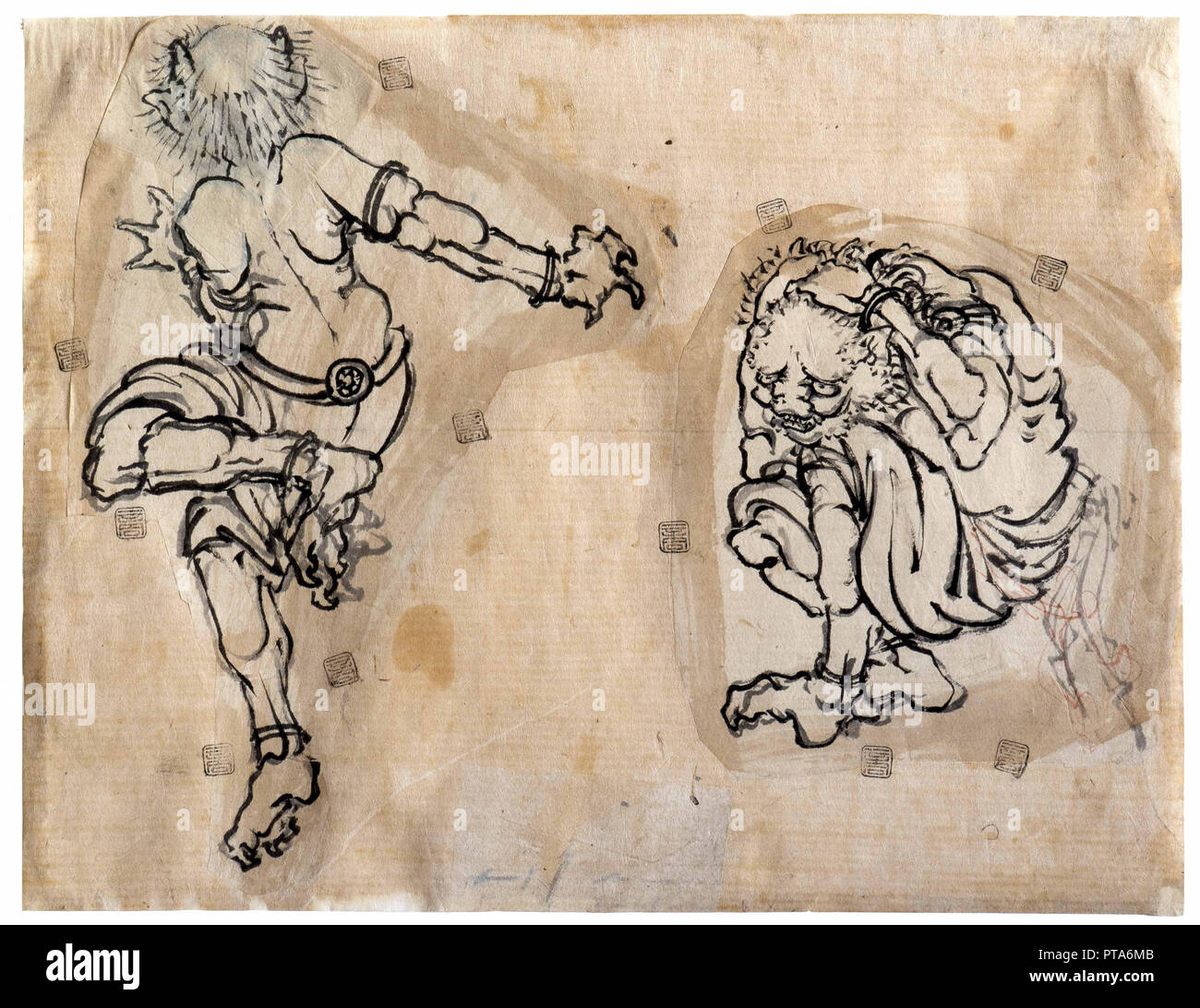 Two Oni (Demons), 1830-1839. Creator: Hokusai, Katsushika (1760-1849). Stock Photo