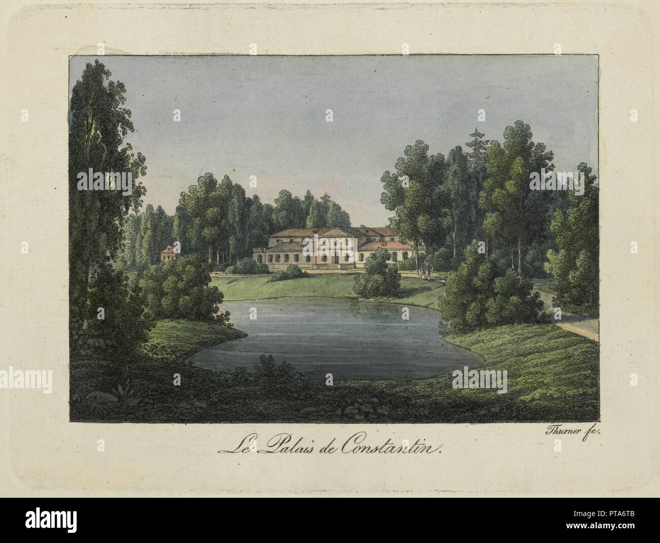 View of the Constantine Palace in Pavlovsk, 1810s. Creator: Thurner (active first quarter of the 19th century). Stock Photo
