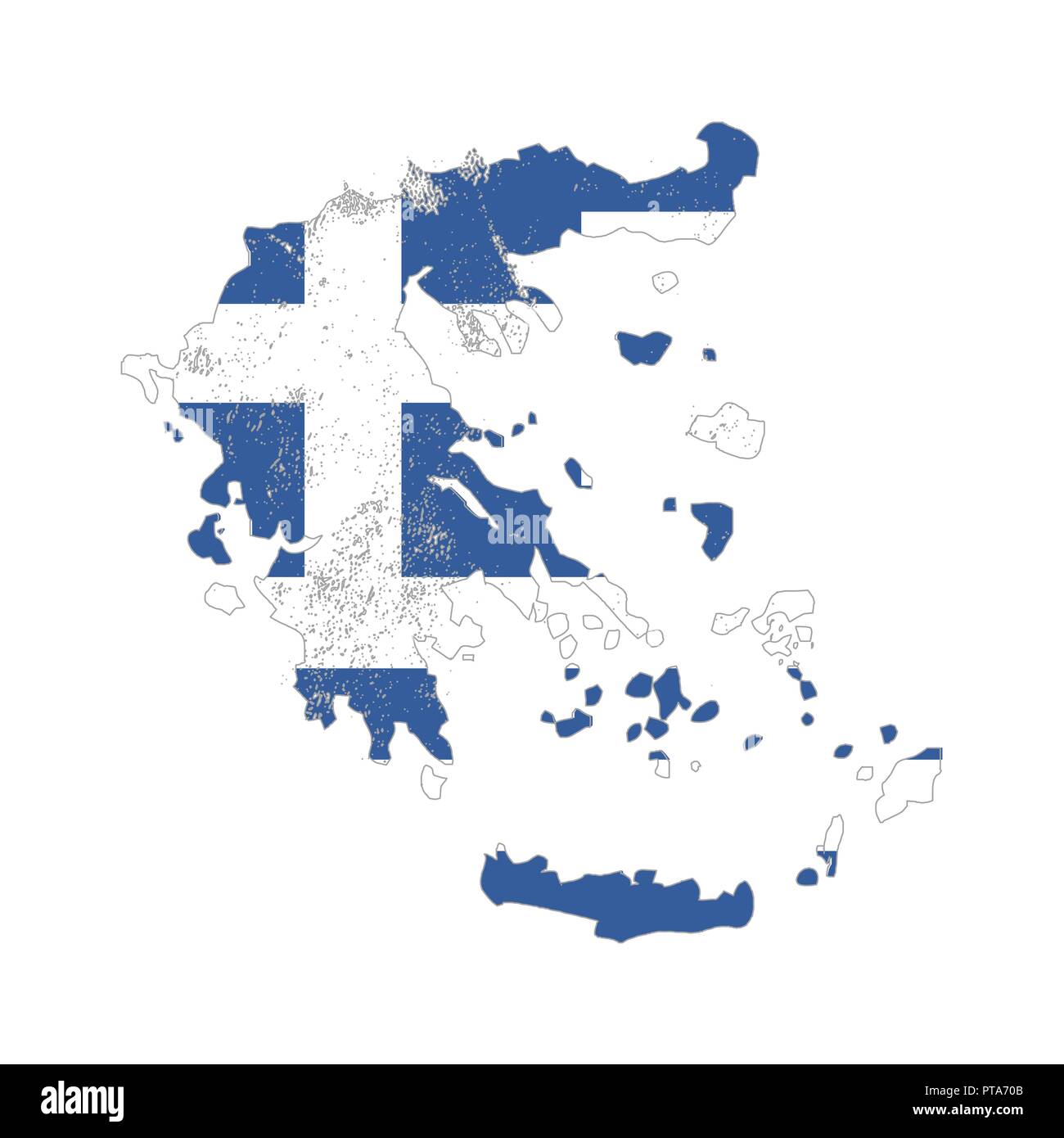 Greece country silhouette with flag on background on white Stock Vector