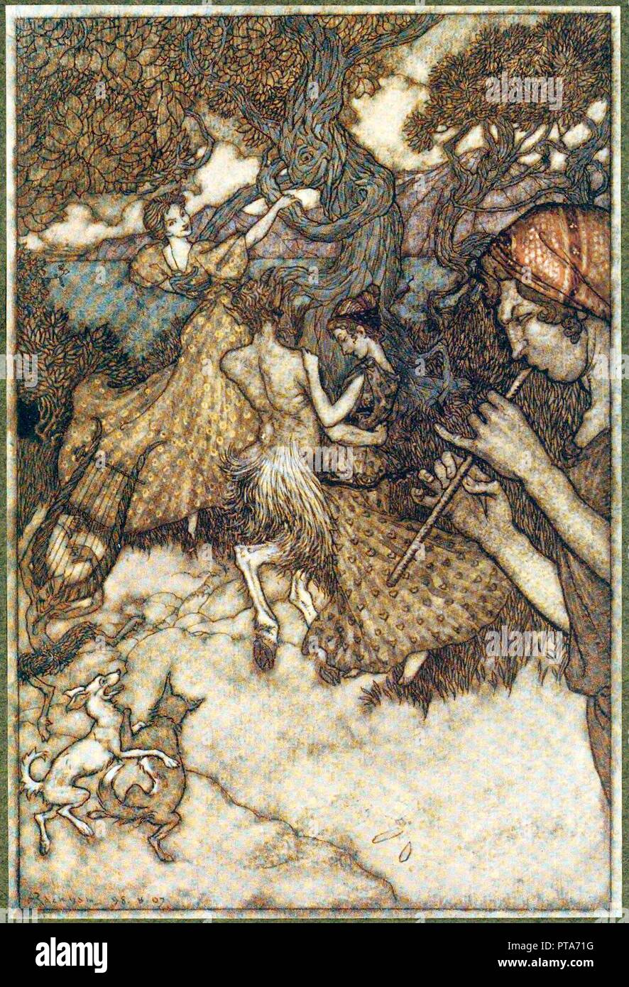 If Orpheus first produced the waltz ., from The Ingoldsby Legends, pub. 1907. Creator: Arthur Rackham (1867 - 1939). Stock Photo