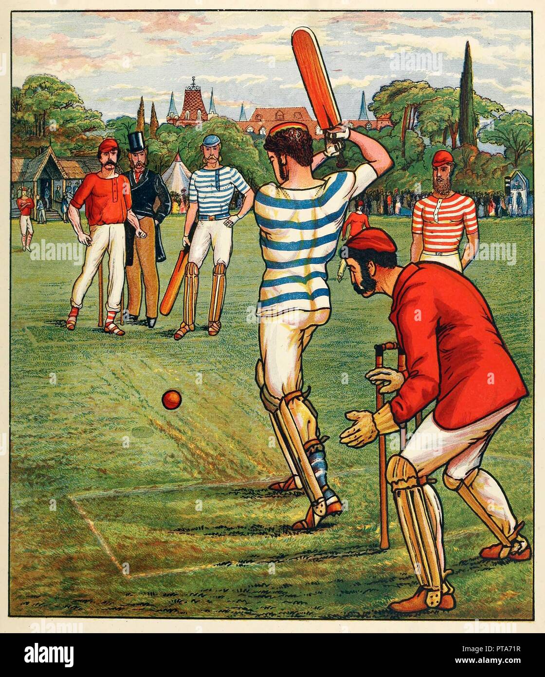 Cricket, from British Sports and Games, pub. C. 1880. Creator: English School (19th Century). Stock Photo