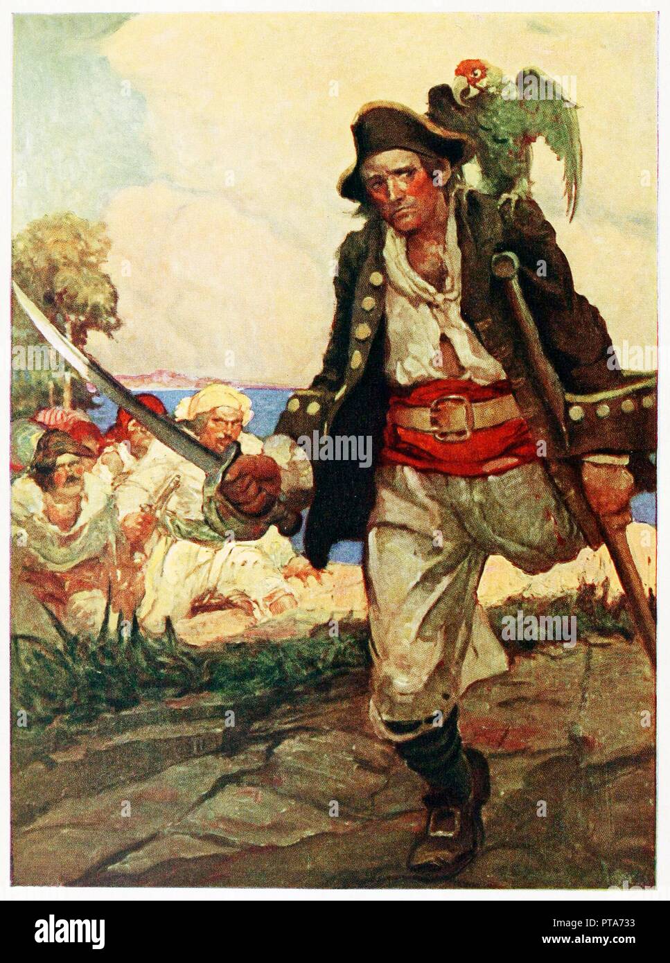 Louis Rhead Knight Frontispiece from Treasure Island pub. 1915. Creator: Louis Rhead (1857 ...
