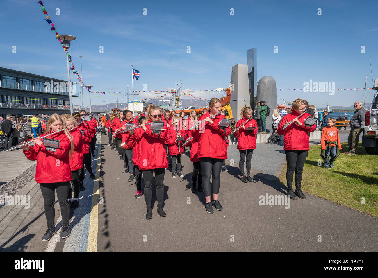 Marching Bank, Seaman's Day, Reykjavik, Iceland Stock Photo