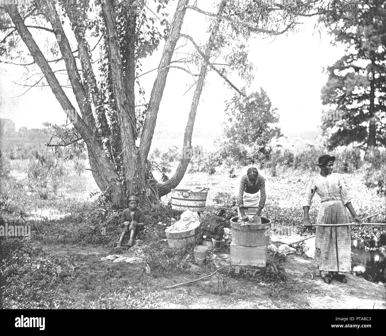Washerwomen, El Paso, Texas, USA, c1900. Creator: Unknown. Stock Photo