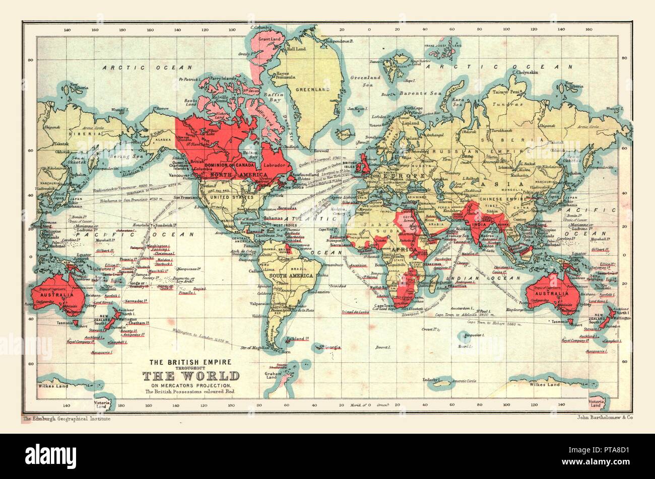 World Map Showing The British Empire 1902 Creator Unknown Stock