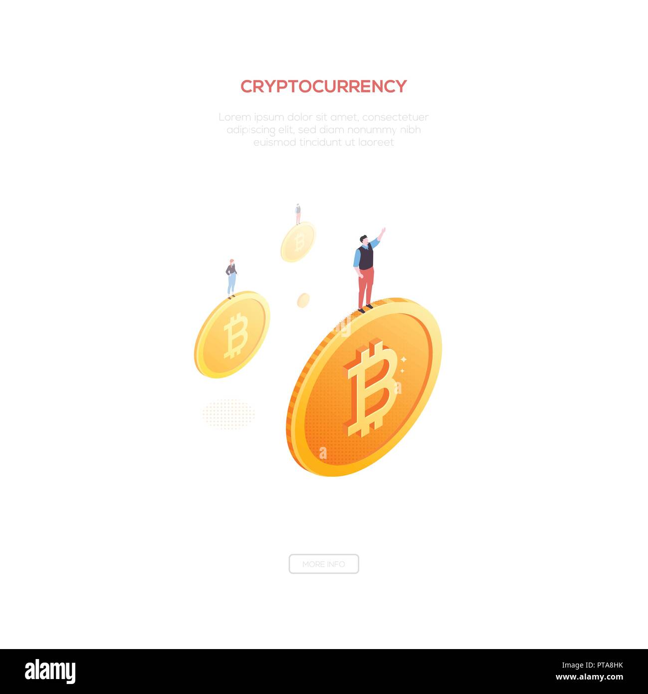 Cryptocurrency concept - modern isometric vector web banner on white ...