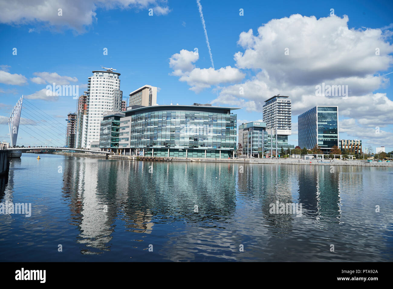 The BBC and other buildings at MediaCity UK, Salford Quays, Manchester, UK Stock Photo