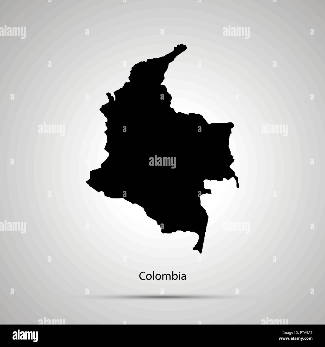 Colombia country map, simple black silhouette Stock Vector