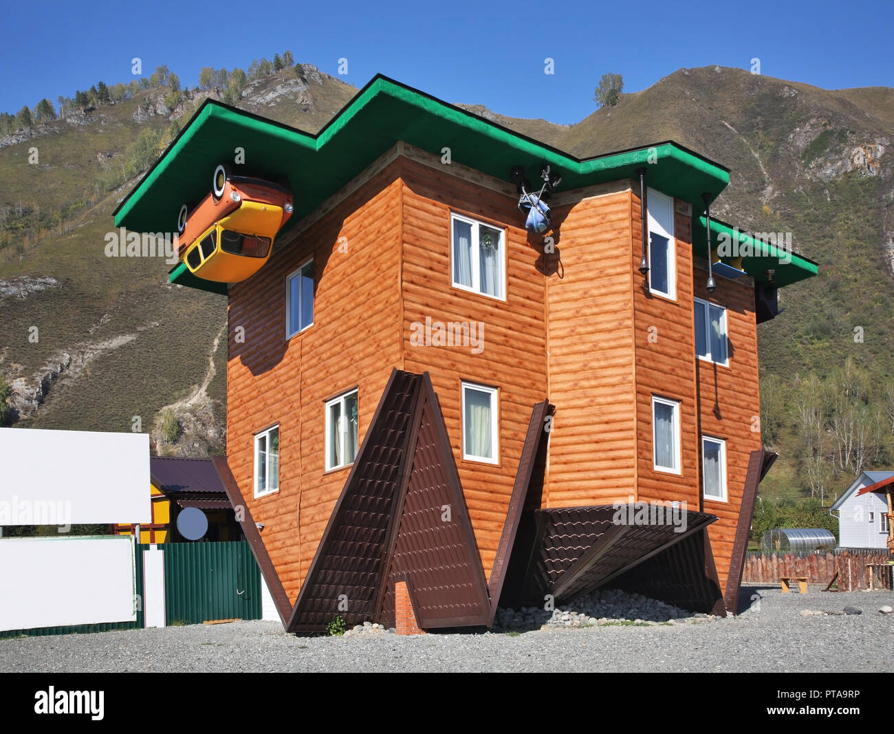 Inverted house in Manzherok village. Altai Republic. Russia Stock Photo -  Alamy