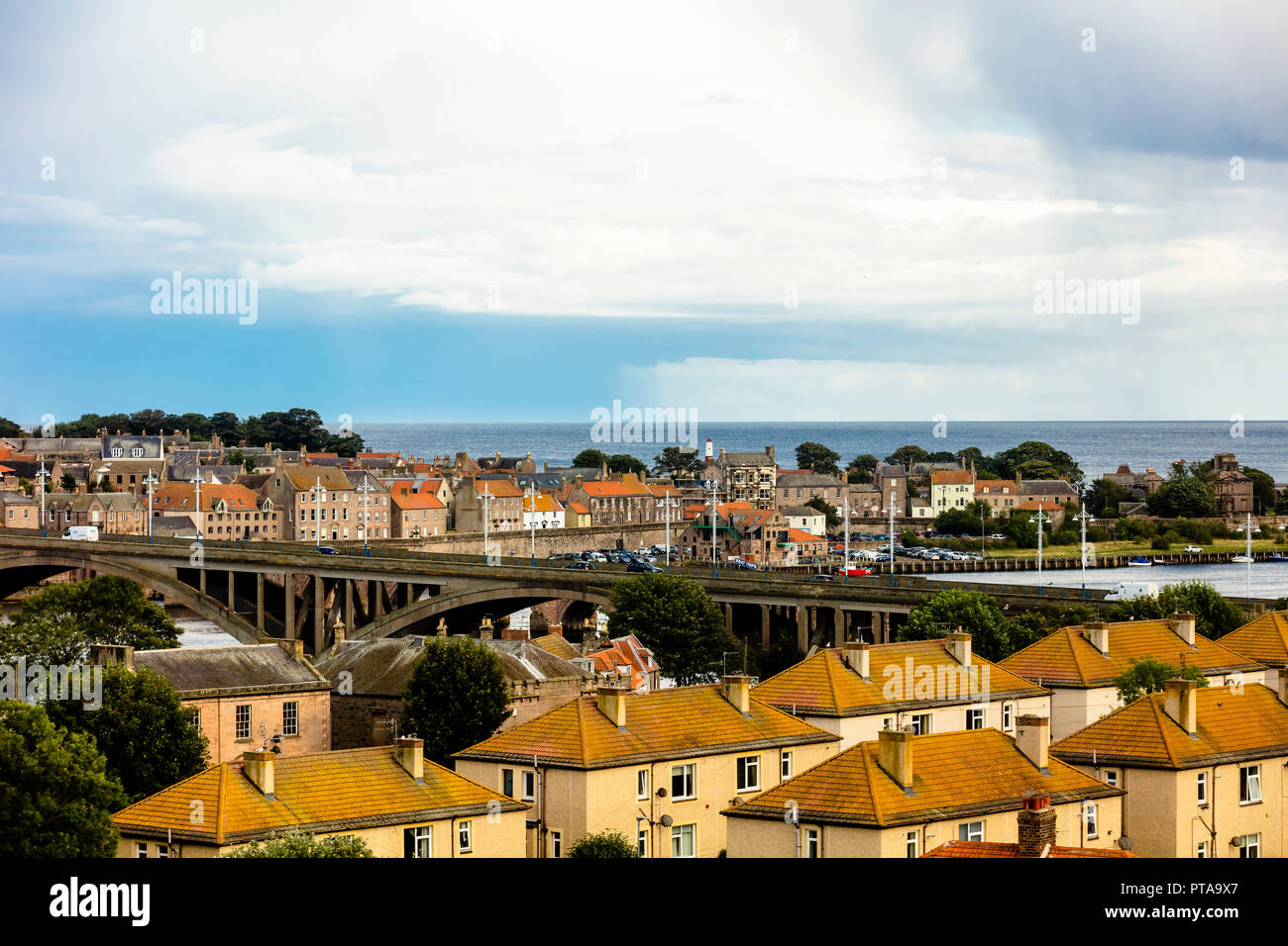 Berwick Upon Tweed UK August 25 2018 Aerial Urban Cityscape Of   Berwick Upon Tweed Uk August 25 2018 Aerial Urban Cityscape Of Berwick City Centre Architecture Featuring Royal Tweed Bridge And River Tweed PTA9X7 