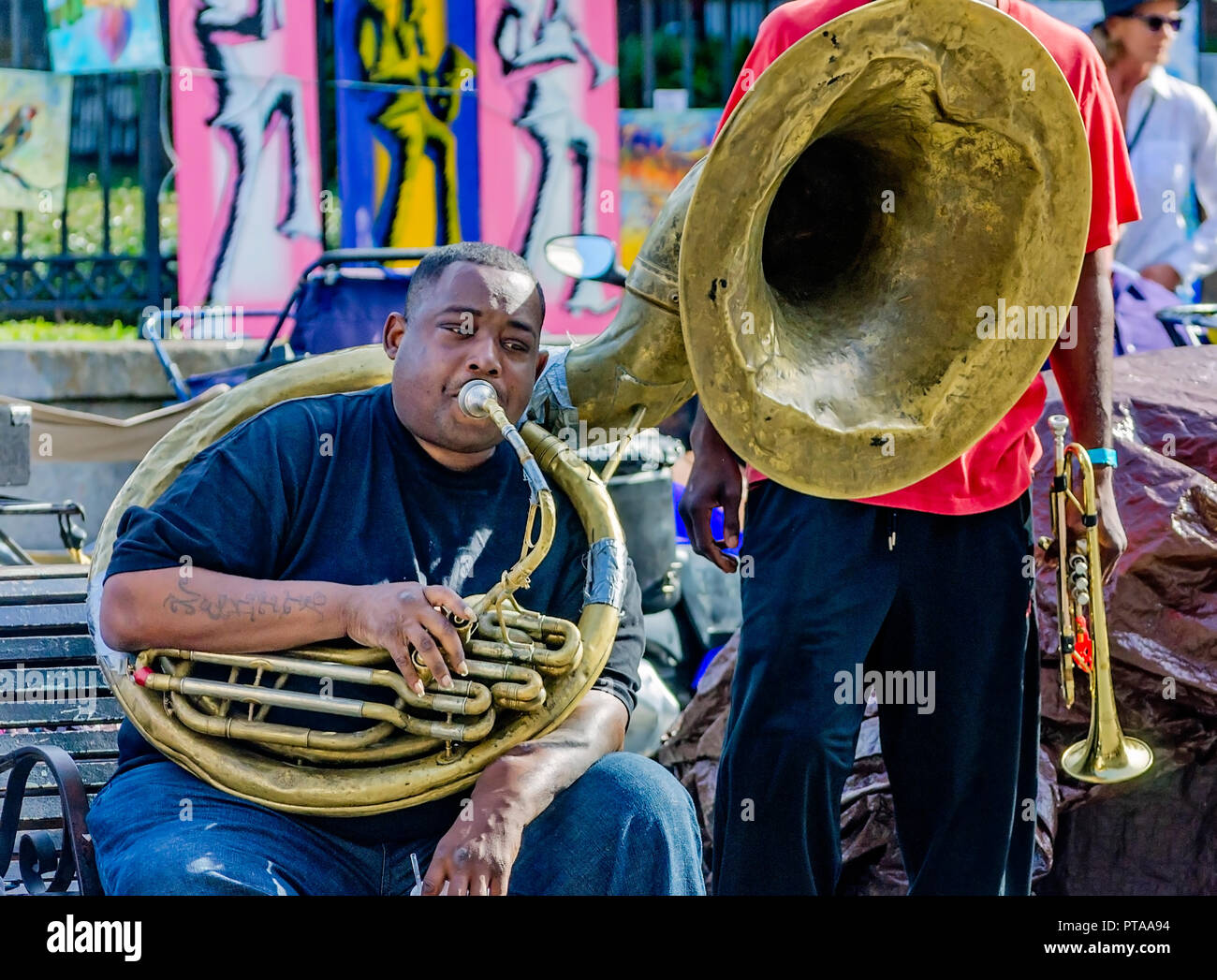 Portrait of a girl playing the tuba Stock Photo - Alamy