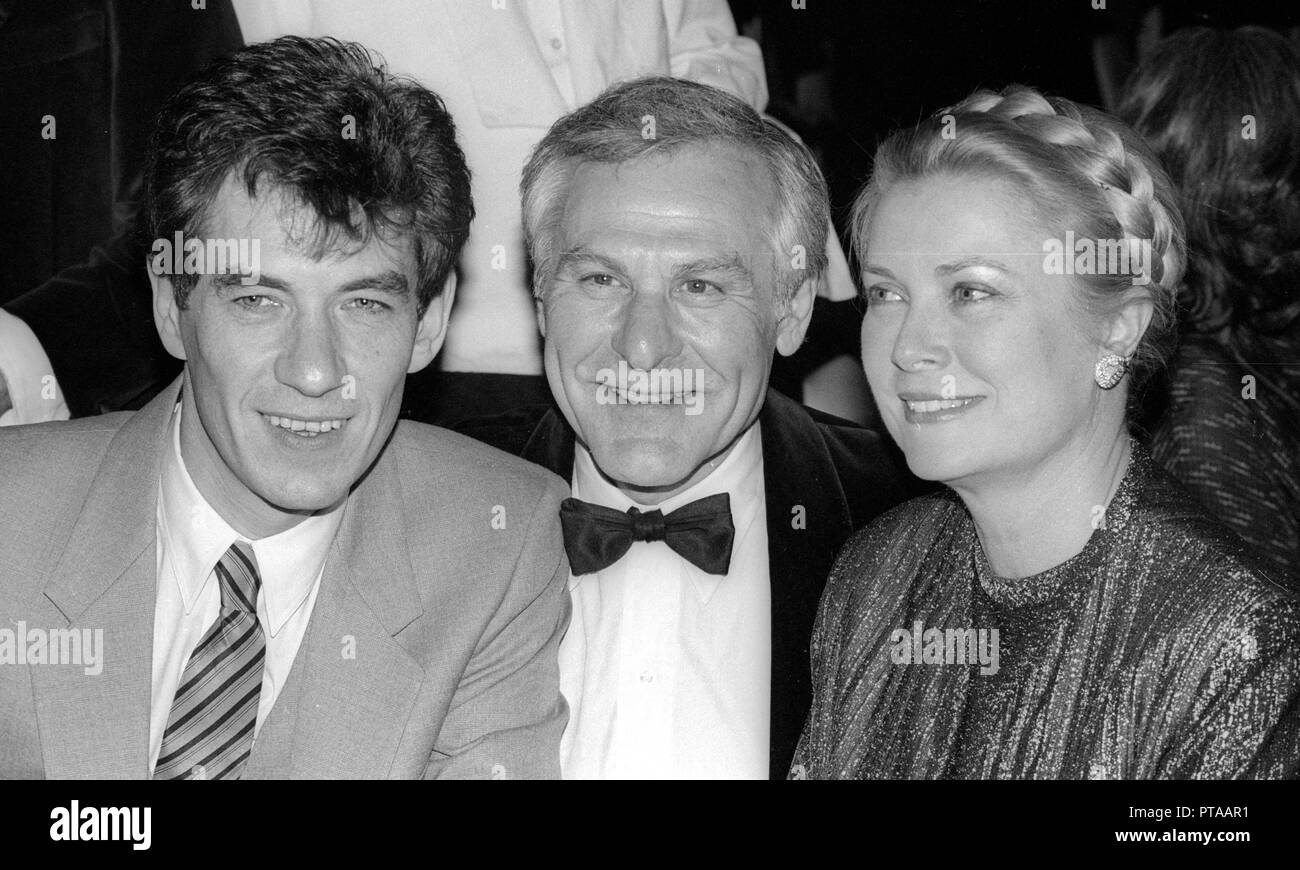 Ian McKellen, Sam Wanamaker and Princess Grace at Ian McKellen's one man theatrical performance of 'Acting Shakespeare' at the Broadhurst Theatre on April 26,1981 in New York City. Photo By Adam Scull/PHOTOlink/MediaPunch Stock Photo