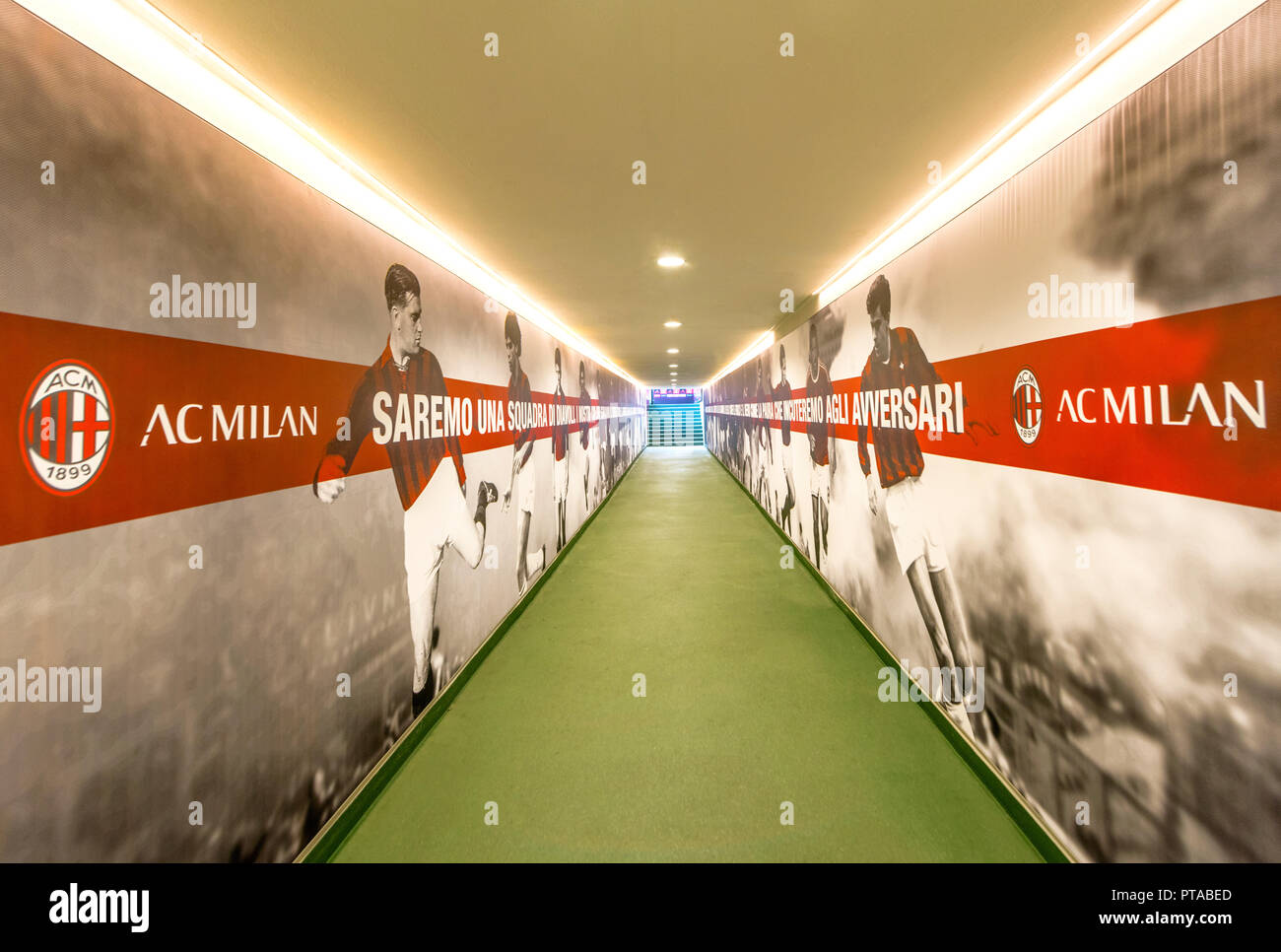 Players' tunnel at San Siro - the official playground of FC Milan and FC Inter Stock Photo